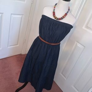 Off the shoulder/ strapless denim dress